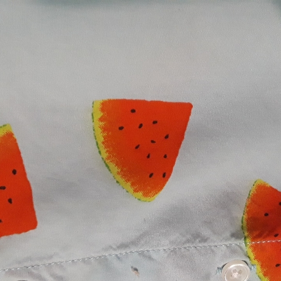 Forever 21 Mens Watermelon Print Button up summery T shirt - Picture 4 of 8